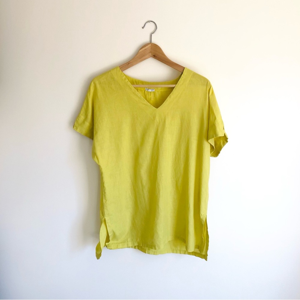 Marimekko canary yellow linen top